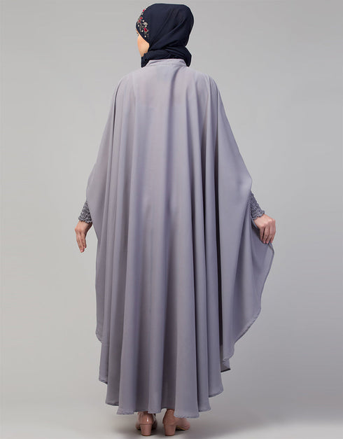 Modest smoking at sleeve Causal Daily Wear Irani kaftan In the Shade of  Grey